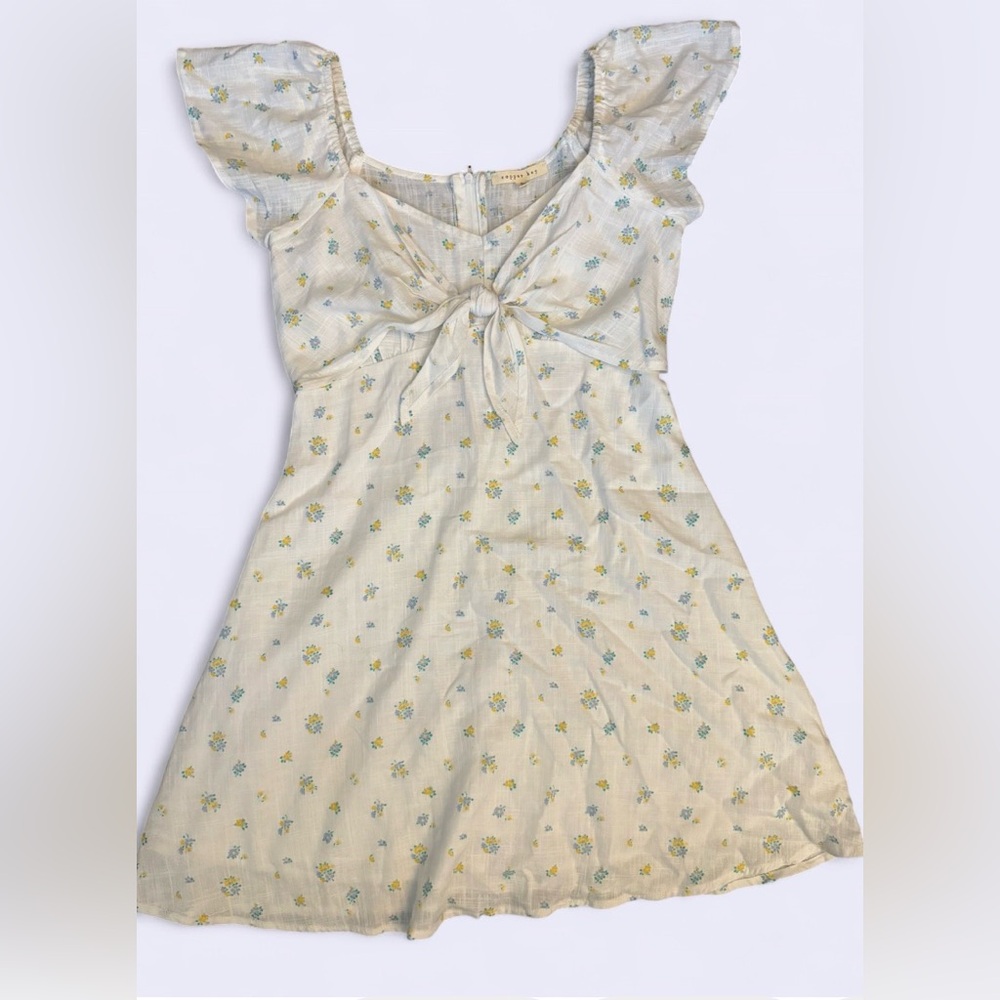 Copper Key Floral 🌼 Front-Tie Mini Dress - Size Small - Picture 3 of 8